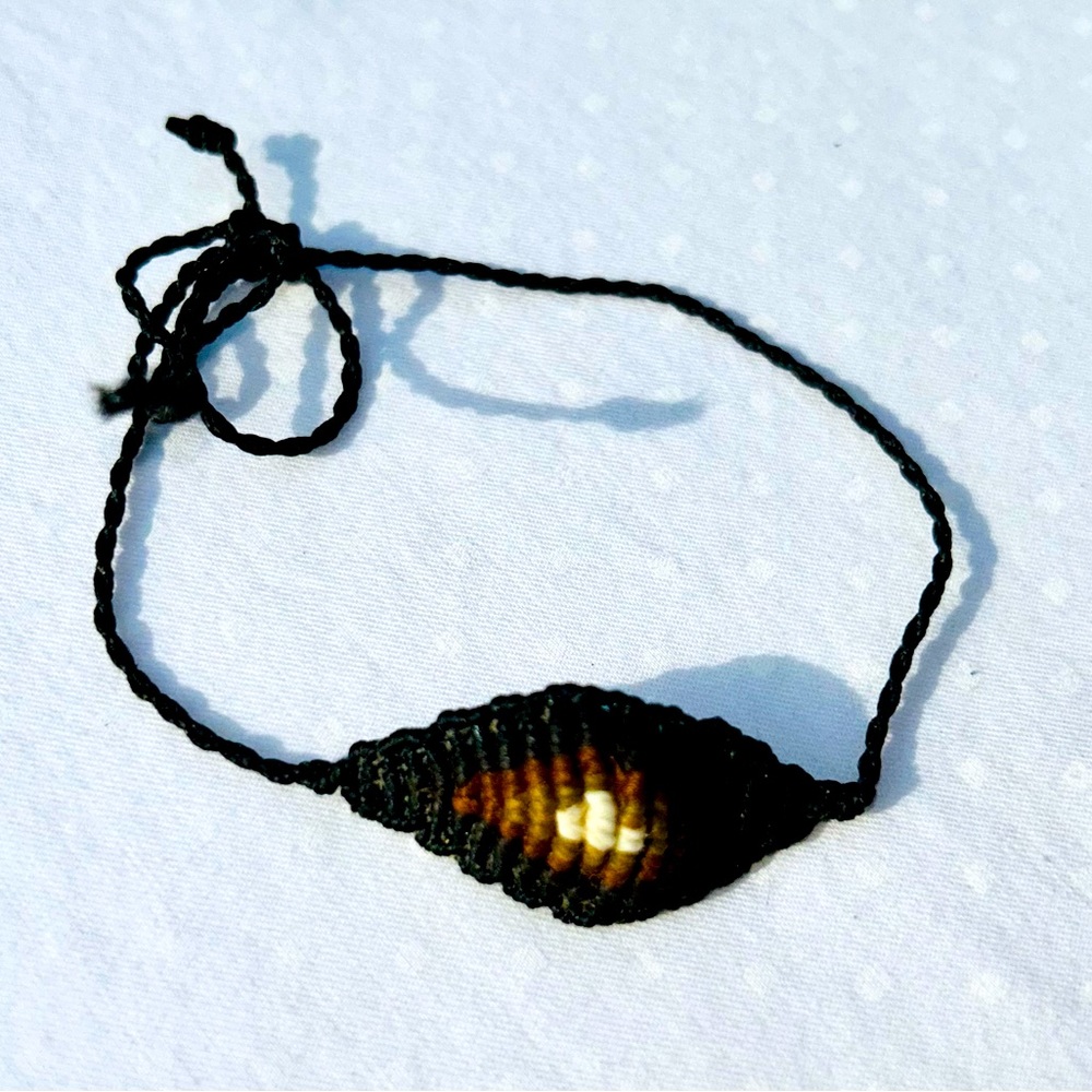 Macrame Evil Eye Bracelet Artisanal Brown Cream Color Handcrafted One of a Kind